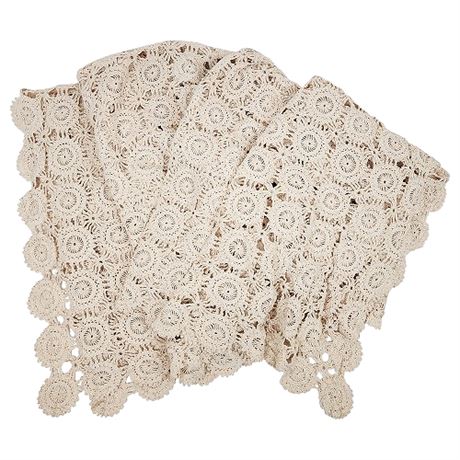 Vintage Handmade Crochet Lace 88x70" Tablecloth