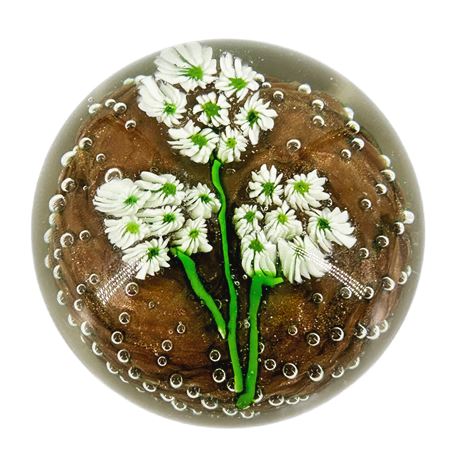 Vintage Murano Millefiori Flower Bouquet Art Glass Paperweight