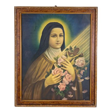 Antique St. Therese of Lisieux Religious Art Lithograph