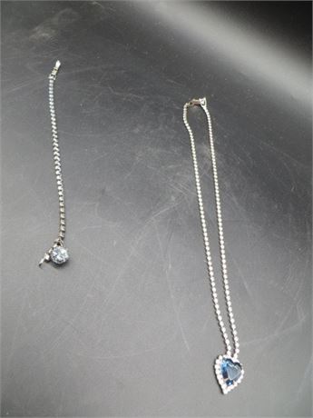 WEISS CLEAR CRYSTAL RHINESTONE NECKLACE & 1 UNMARKED