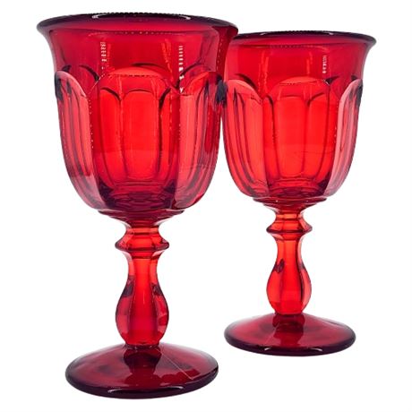 Vintage Imperial Glass Old Williamsburg Ruby Water Goblets, Pair of 2