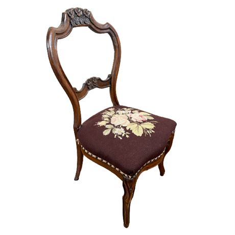 Victorian Era Eastlake Needlepoint Side Chair