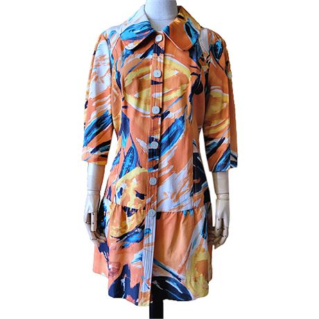 Yansi Fugel Orange Abstract Print Shirt Dress