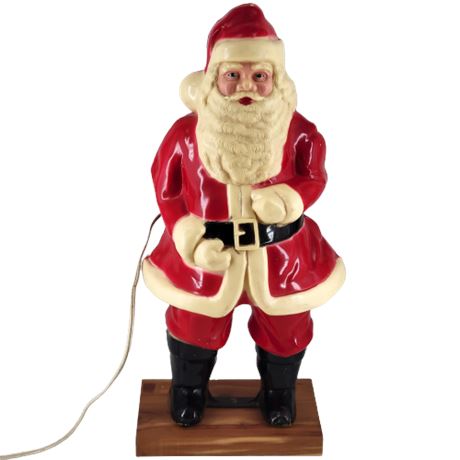 Vintage Hard Plastic Blow Mold Lighted Santa Claus Statue