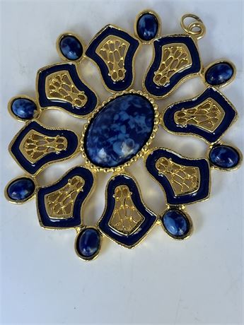 1960’s  goldtone blue pendant