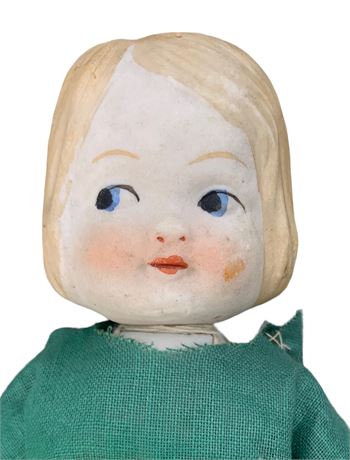 Antique 1920s Handmade Cloth Body Swivel Head Bisque Doll