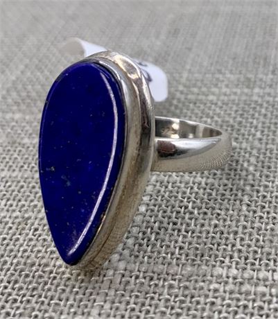 Unworn Lapis Lazuli & Sterling Silver Teardrop Ring