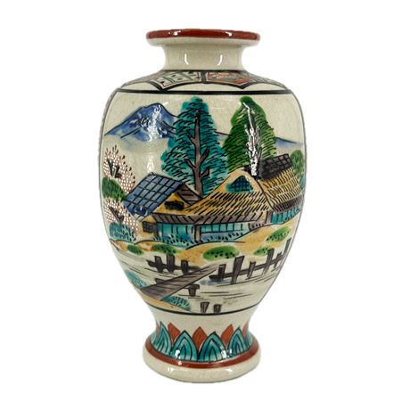 Vintage Hand Painted Japanese Satsuma Style Vase