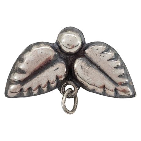 Vtg Sterling Silver Leaves Brooch, Missing Charm