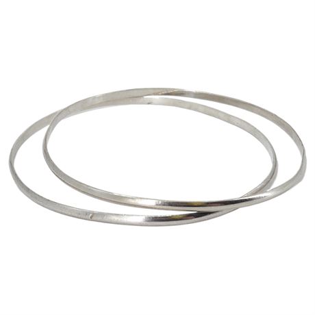 Pair Vintage Sterling Silver Bangle Bracelets