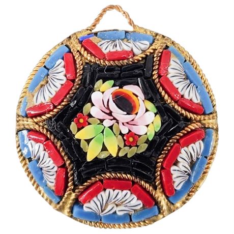 Vintage Italian Micro Mosaic Floral Pendant