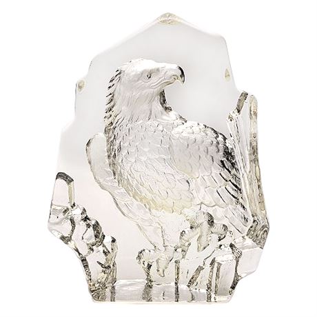 Reverse Carved Clear Art Glass Eagle