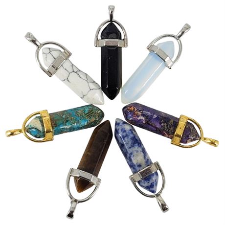 Lot of 7 Genuine & Faux Crystal Point Pendants