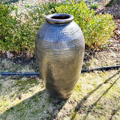 Tall Textured Terra Cotta Planter/ Vase