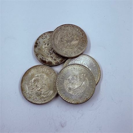 5 UNC 1948 Cuauhtemoc 5 Silver Pesos