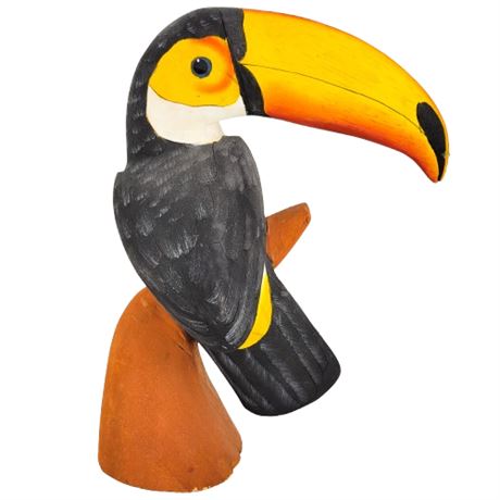 Lightweight Wooden Carved Toucan Figure Tiki Bar Decor