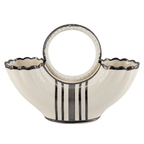 Art Deco Lenox USA Silver Overlay Stripe Posey Vase c. 1930s