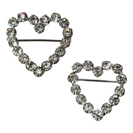 Vintage Prong Set Rhinestone Hearts Scatter Brooches