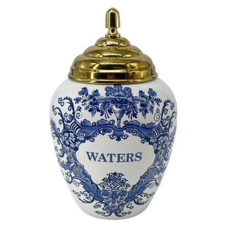 Colonial Williamsburg Delft "Waters" Tobacco Jar