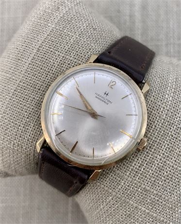 Working Mid Century Hamilton Masterpiece 10k GF Windup Wristwatch