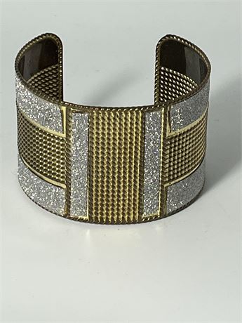 Goldtone rhinestone mesh retro cuff bracelet