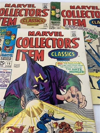 Trio 25 cent Marvel Collector’s Item Comic Books, #4, #13, #15