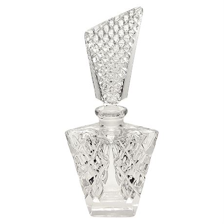 Art Deco Czech Crystal Perfume Bottle w/ Asymmetrical Stopper