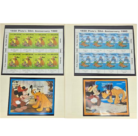 1980 Disney "Pluto's 50th Anniversary" Stamps
