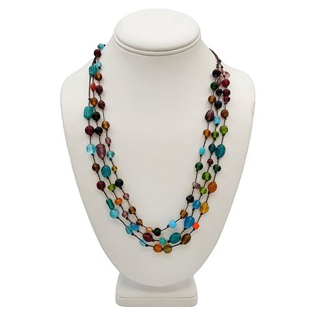 Hand Knotted Glass Bead Necklace