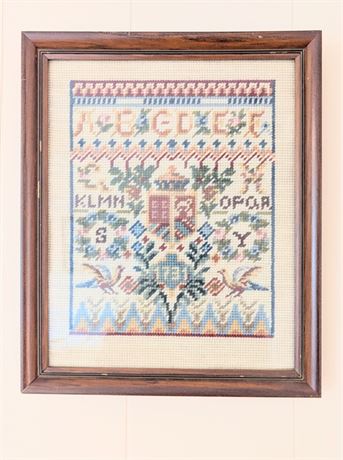 Framed Alphabet Sampler 1731 Hand Sewn