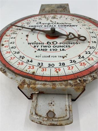 Vintage American Family Scale Company 60 lb Hanging Scale