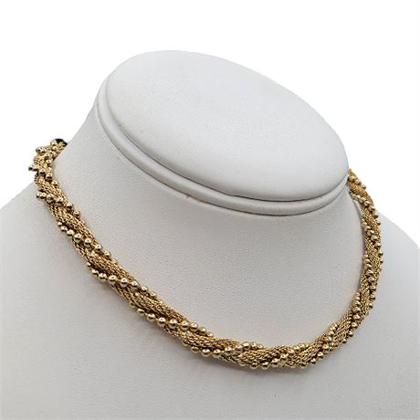 Vintage Gold Tone Twisted Mesh Choker Necklace