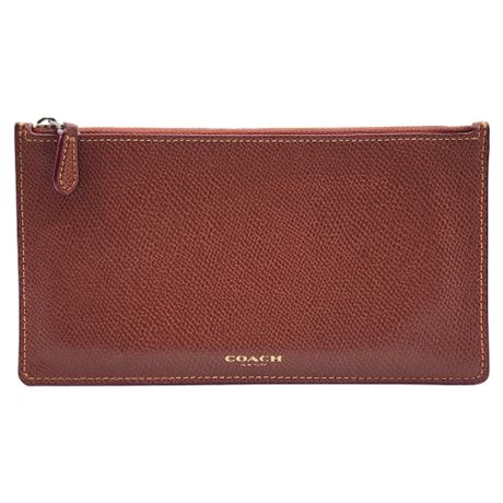 Coach Flat Zip Top Leather Pouch