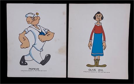Pair 1965 King Features Syndicate Popeye & Olive Comic Book 8x10 Prints