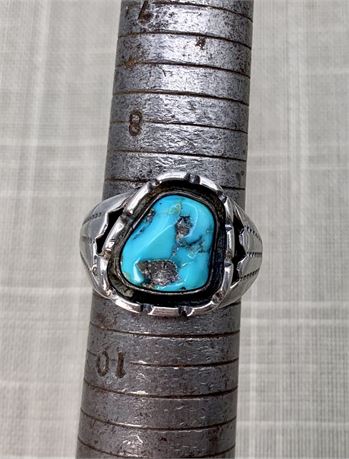 Fantastic Turquoise Nugget & Sterling Silver Men’s Ring