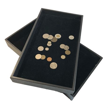 (2) Black Jewelry Display Trays w Velvet Liners