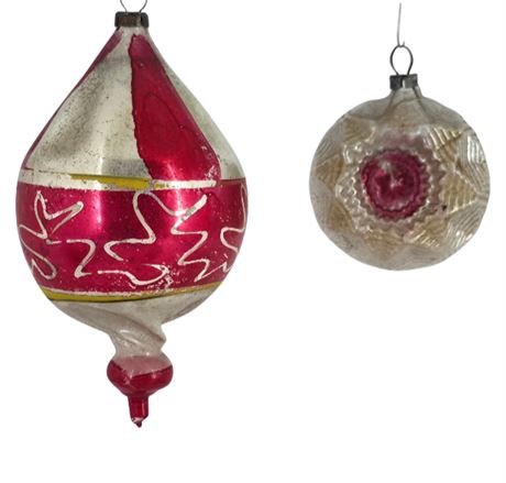 2 Antique Mercury Glass Ornaments