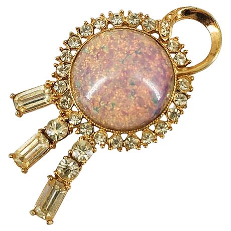 Vintage Iridescent Foil & Rhinestone Brooch/Pendant