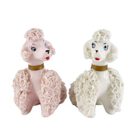Vintage Lefton's Porcelain Spaghetti Poodle Salt & Pepper Shakers