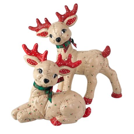 Ceramic Mold Quilted Reindeer Figurines