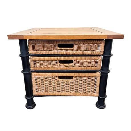 Contemporary Wicker Drawer Side Table