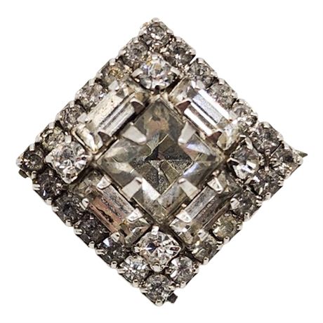 Signed Vintage WEISS Small Rhinestone Diamond Brooch