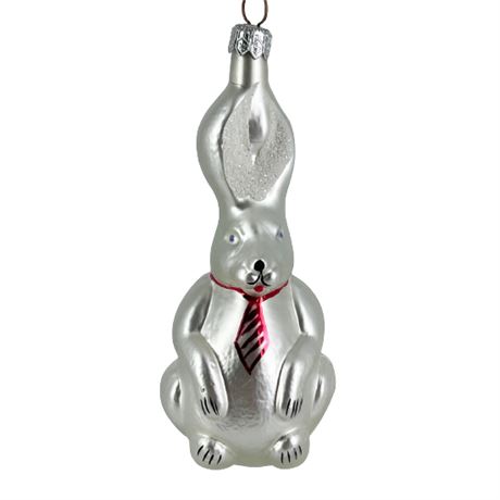 Blown Glass "Business Bunny" Christmas Ornament