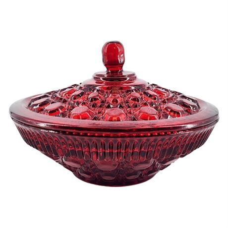 Federal Glass "Windsor Ruby Flashed" Lidded Candy Dish