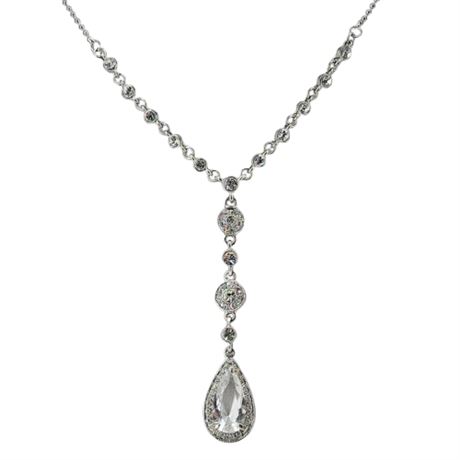 Vintage MONET Y-Drop Crystal & Rhinestone Necklace