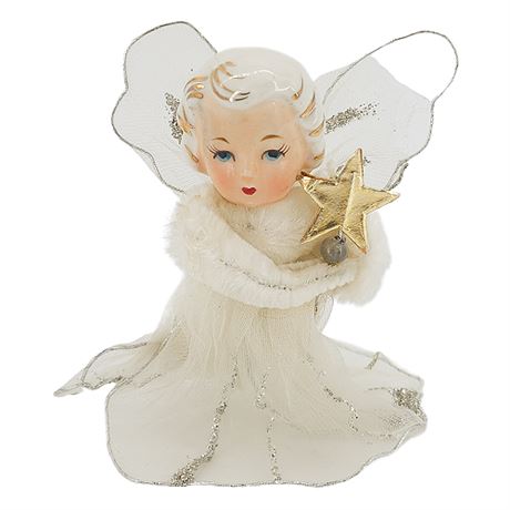 Vintage Holt Howard Tulle Angel Figurine w/ Star Wand