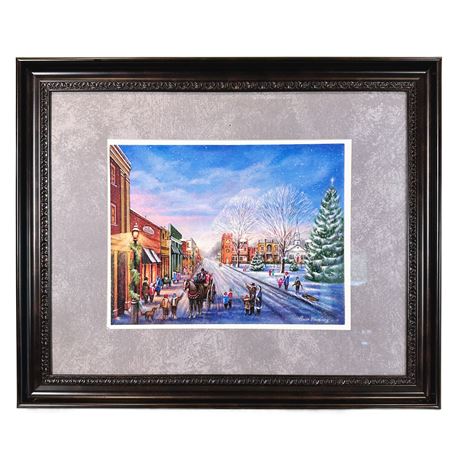 Oscar Valesqyez Hudson, OH Christmastime Art Print, Signed