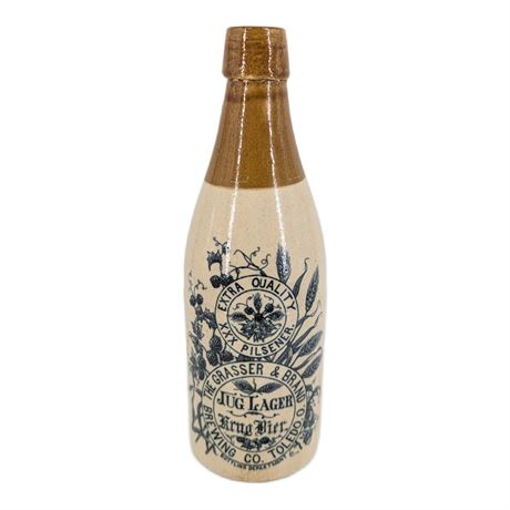 Vintage Grasser & Brand Brewing Co. Toledo Ohio Stoneware Beer Bottle