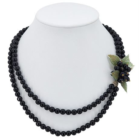 Vtg Early Miriam Haskell STYLE 2-Strand Offset Beaded Cluster Necklace