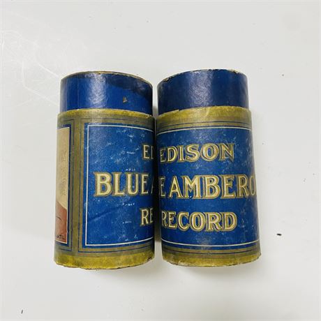 2 Antique Edison Wax Cylinder Photographs
